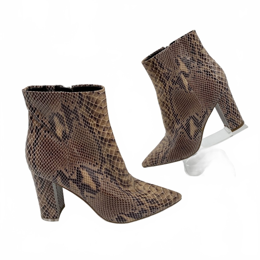 Marc Fisher Heeled Boots | Women's 8 | Brown Snake Print Synthetic